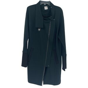 CABi Womens Size Medium Forest Green Renaissance Coat Style 3725 Black Trim